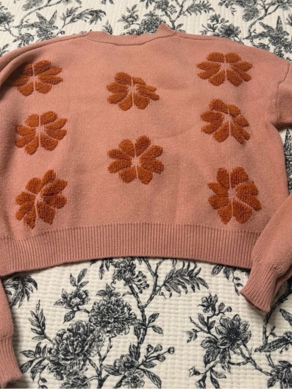 Simply Southern rust Floral cropped Crewneck Sweater - Picture 7 of 8